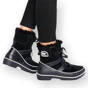 SOREL Tivoli II Black Suede Lace Up Winter Boots Size 6.5